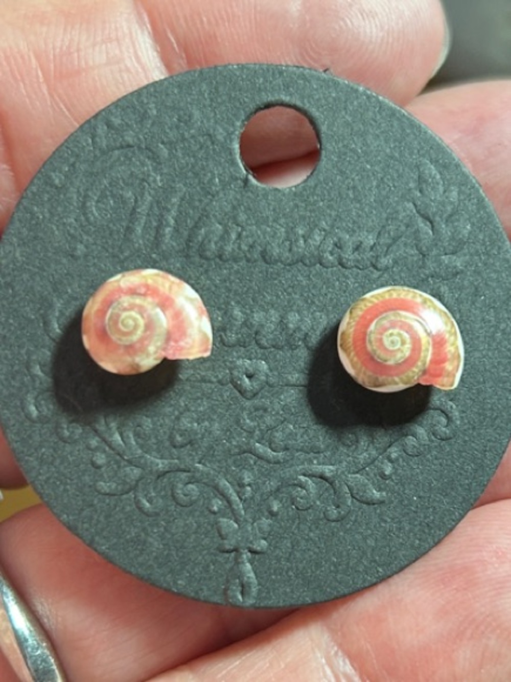 3/$25 Pink Spiral Shell Stud Earrings